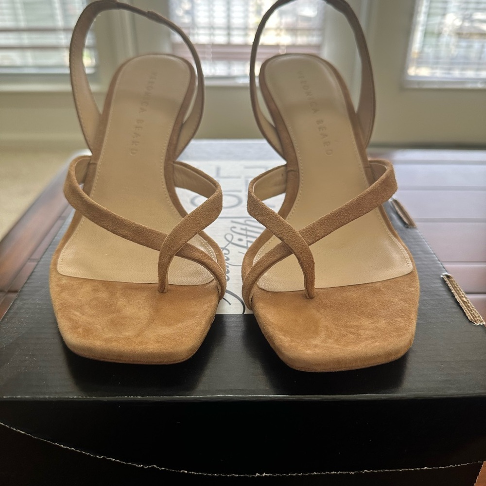 NWB Veronica Beard Merrit Slingback Suede Sandal in Latte - NEW Size 7